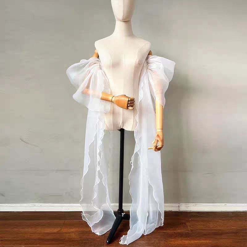 Women'S Formal Wear To A Wedding - Bridal Sleeve Organza Detachable Fluffy Long