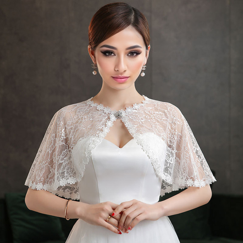 Women'S Formal Wear To A Wedding - Wedding Bridal Floral Lace Shoulder Wrap