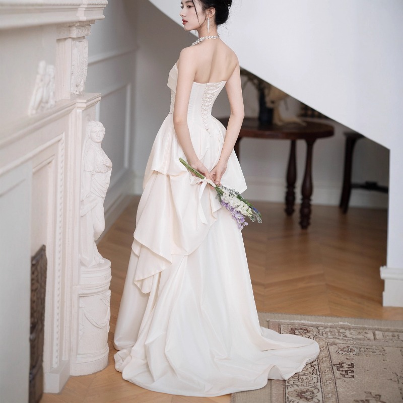 Women'S Formal Wear To A Wedding - French Strapless Bride Engagement Dress, Female