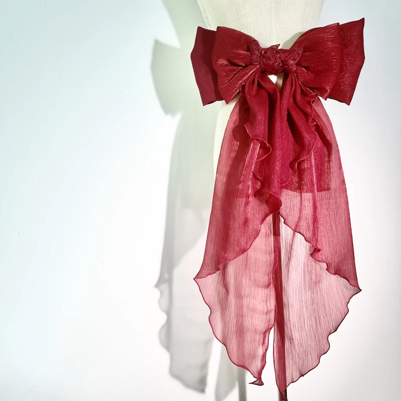 Women'S Formal Wear To A Wedding - 33x75cm Ruffle Wedding Bow with Ruffles