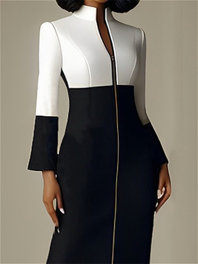 Women Contrast Color V Neck Zi - огляд і ціна Women Formal Wear H&M