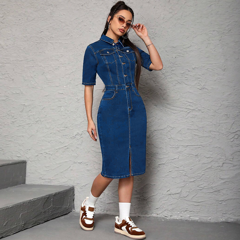 Women Long Dress Turn Down Col - огляд і ціна Wrap Dress Work
