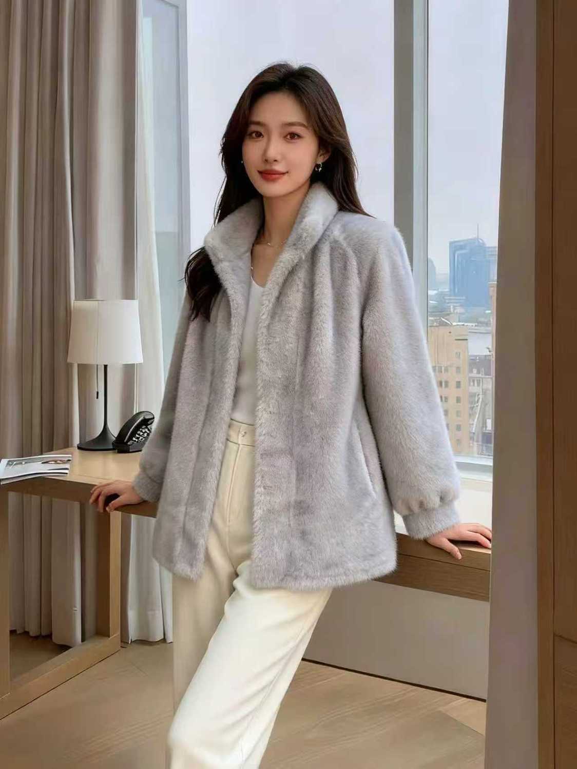 Faux Fur Mink Coats Womens Aut - огляд і ціна Tailored Coat Wool