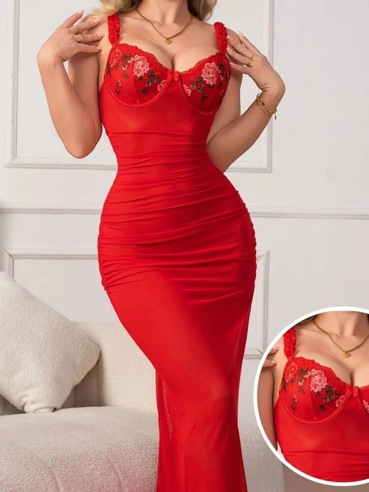 Red Ruched Dress With Strap Bo - огляд і ціна Women Formal Wear Trends