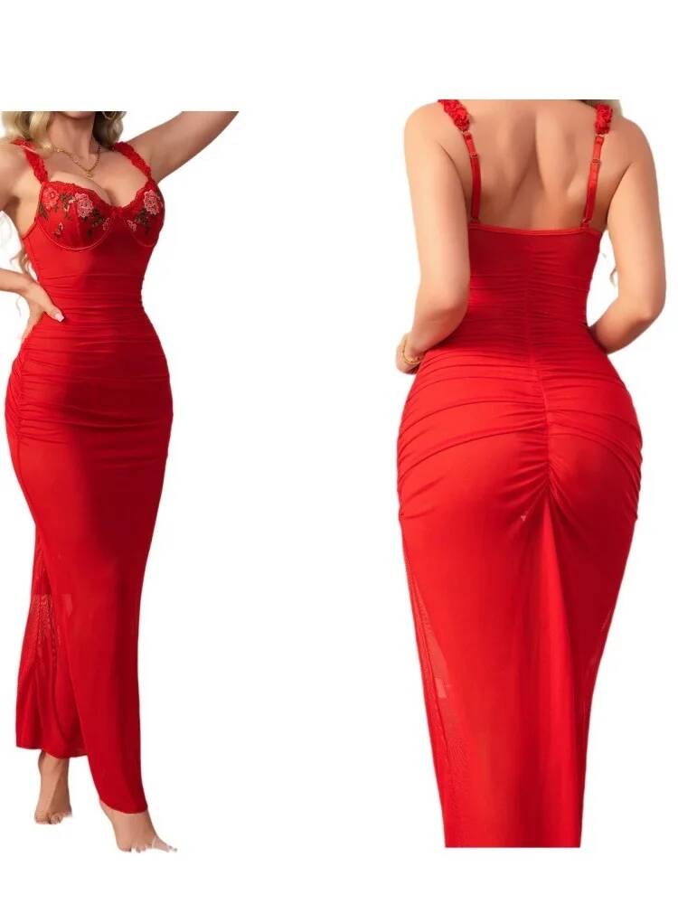 Red Ruched Dress With Strap Bo - огляд і ціна Women Formal Wear Trends