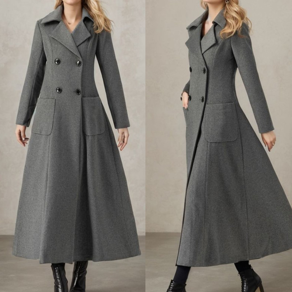 Women Gray Long Jacket Wool Do - огляд і ціна Tailored Coat Wool