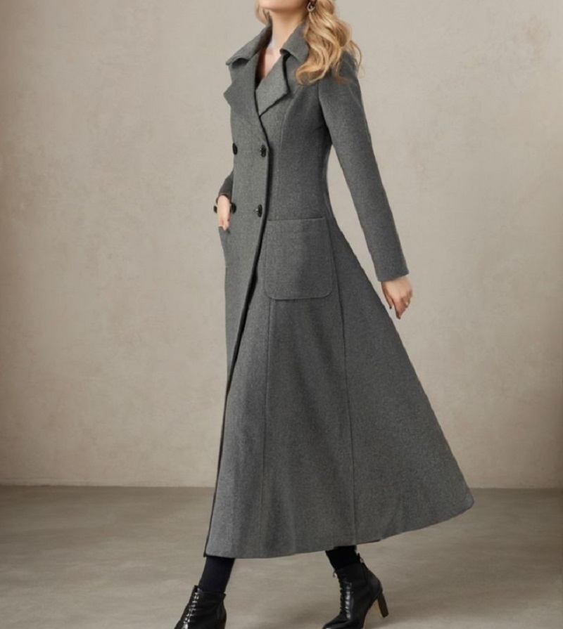 Women Gray Long Jacket Wool Do - огляд і ціна Tailored Coat Wool