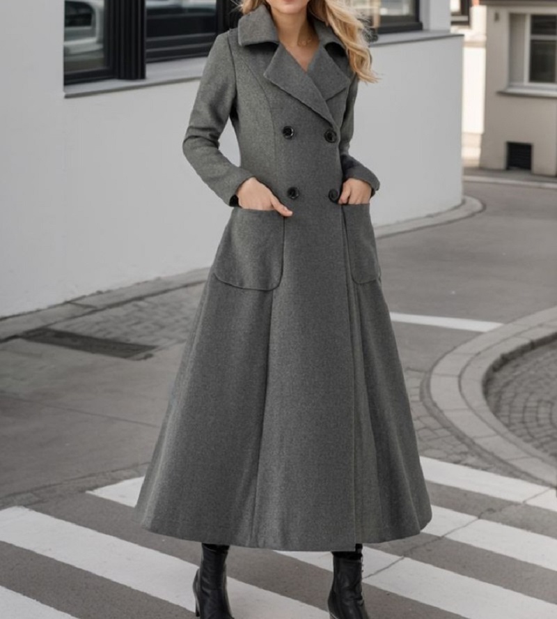 Women Gray Long Jacket Wool Do - огляд і ціна Tailored Coat Wool