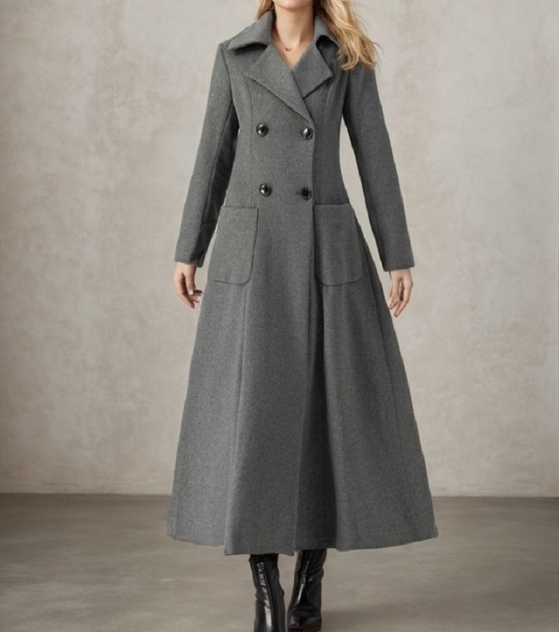 Women Gray Long Jacket Wool Do - огляд і ціна Tailored Coat Wool